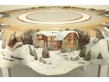 Obrus gobelinowy świąteczny śr. 140 cm beżowa świąteczna zima nr sw 228  SlodkieSny okrągły